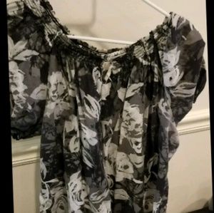 Black and white floral blouse